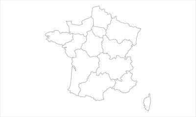 white background of France map with line art design