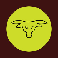 Circle bull animal logo design 