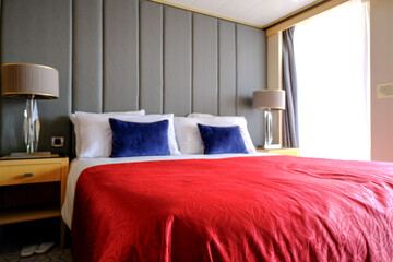 Luxurious ocean view or oceanview or outside or exterior balcony veranda cabin suite on luxury...