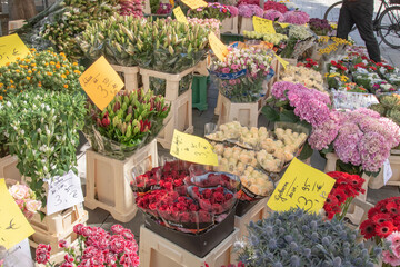 scene at the weekly market in the heart of the city