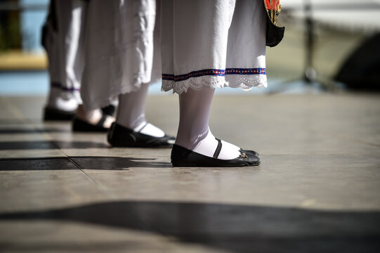 Traditional Greek Costume Detail During A Dance Performance