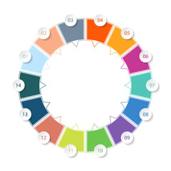 Standard Circle infographicss with 14 steps.