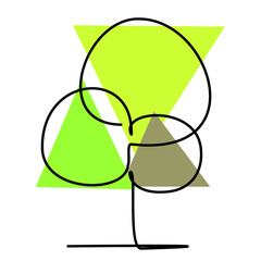 Continuous single line drawing of a green leaf. simple flat colored drawing for natural and environmental design concept