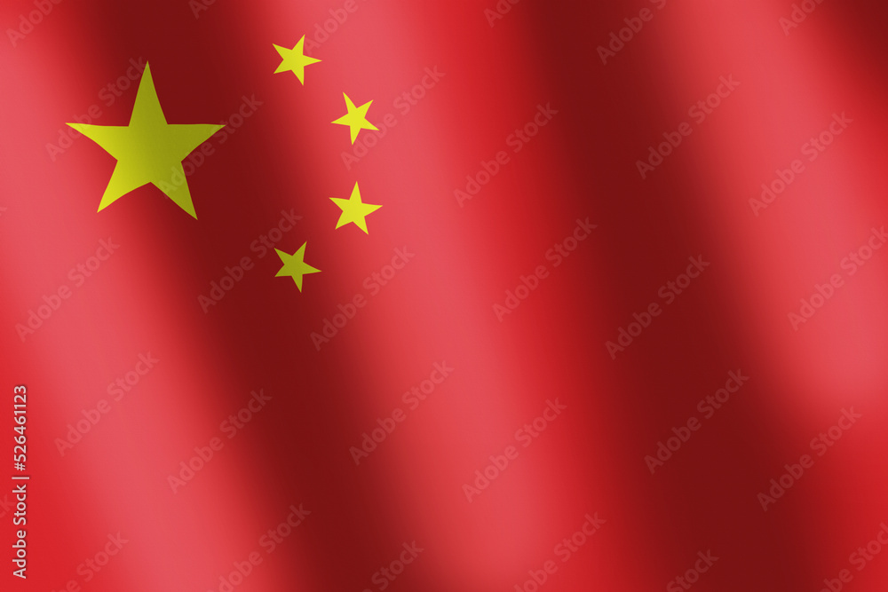 Wall mural China national flag. China red flag with smooth wind wave for banner or background. United China. National Symbol. Waves ripples on flag