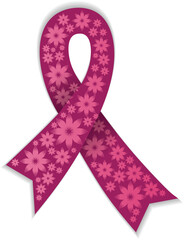 Breast cancer symbol with flowers