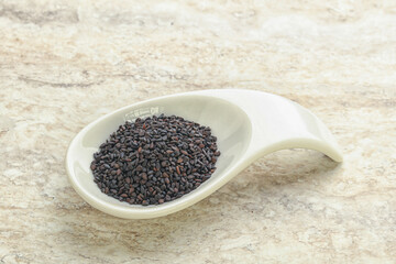 Black sesame seeds in the bowl
