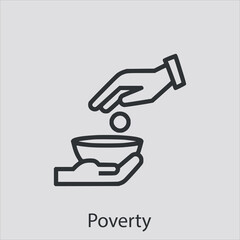 poverty icon vector icon.Editable stroke.linear style sign for use web design and mobile apps,logo.Symbol illustration.Pixel vector graphics - Vector