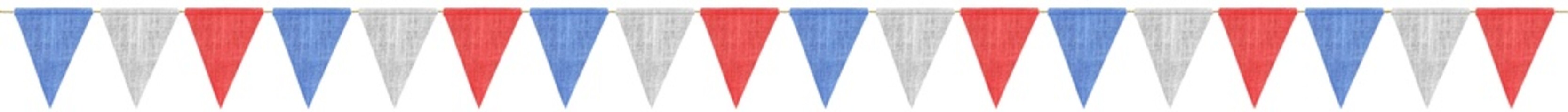 Guirlande de drapeaux tricolores, fond blanc 