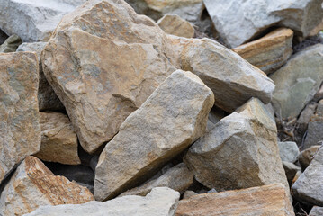 mountain of large stones close-up