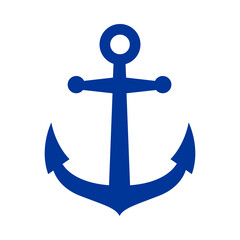 Silueta de ancla de barco aislado en color azul © teracreonte
