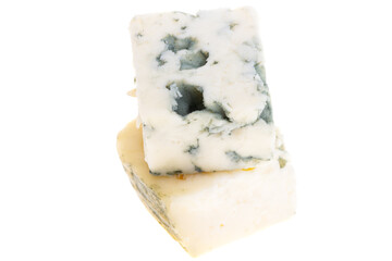 blue cheese cubes isolated