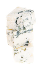 blue cheese cubes isolated