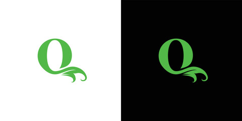 Modern and natural letter Q initials logo design