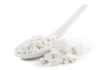 Kudzu or Kuzu Starch on a Spoon isolated on white Background