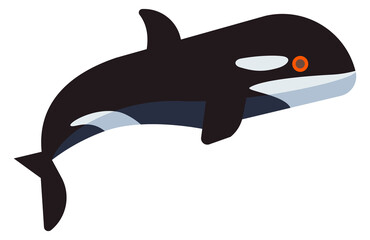 Orca icon. Cute killer whale. Black ocean animal