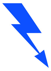 Zig zag falling arrow icon. Blue lightning bolt sign