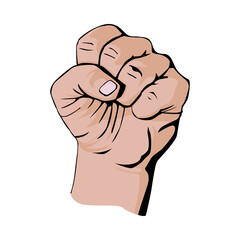 Símbolo de victoria, fuerza, poder y solidaridad. Puño cerrado levantado aislado