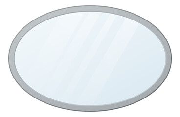 Oval mirror. Clean reflect glass in metal frame