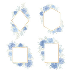 rose flower watercolor frame decoration