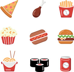 fast food icon set flat style