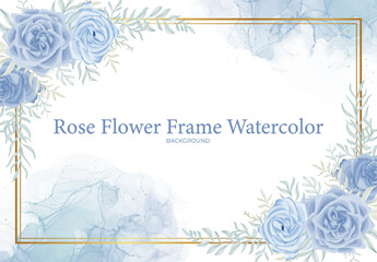 rose flower watercolor frame decoration
