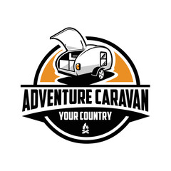 Adventure caravan emblem logo vector template isolated