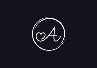 Love font logo design vector sign. Love and heart icon and symbol design vector with A