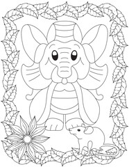 Obraz premium Funny Cartoon Elephant Coloring Page