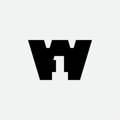 W1. Vector design element or icon. 1W logotype. Letter W and number 1.