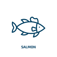salmon icon from animals collection. Thin linear salmon, fish, seafood outline icon isolated on white background. Line vector salmon sign, symbol for web and mobile