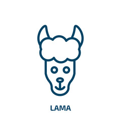 lama icon from animals collection. Thin linear lama, animal, zoo outline icon isolated on white background. Line vector lama sign, symbol for web and mobile