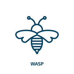 wasp icon from animals collection. Thin linear wasp, nature, ant outline icon isolated on white background. Line vector wasp sign, symbol for web and mobile