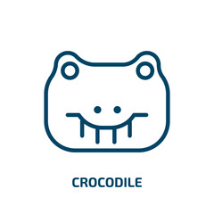 crocodile icon from animals collection. Thin linear crocodile, alligator, nature outline icon isolated on white background. Line vector crocodile sign, symbol for web and mobile