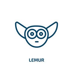 lemur icon from animals collection. Thin linear lemur, animal, cartoon outline icon isolated on white background. Line vector lemur sign, symbol for web and mobile