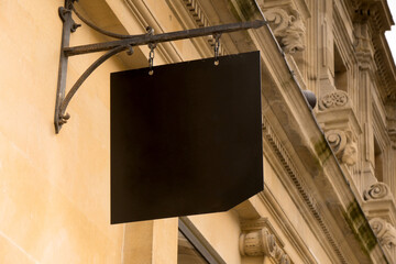 black board copy space historical facade buildings
