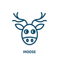moose icon from animals collection. Thin linear moose, animal, deer outline icon isolated on white background. Line vector moose sign, symbol for web and mobile