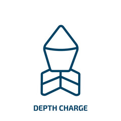 depth charge icon from army and war collection. Thin linear depth charge, dog tag, army outline icon isolated on white background. Line vector depth charge sign, symbol for web and mobile