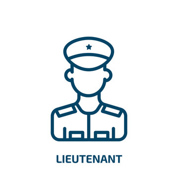 lieutenant icon from army and war collection. Thin linear lieutenant, insignia, military outline icon isolated on white background. Line vector lieutenant sign, symbol for web and mobile