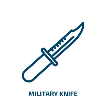 military knife icon from army and war collection. Thin linear military knife, military, knife outline icon isolated on white background. Line vector military knife sign, symbol for web and mobile