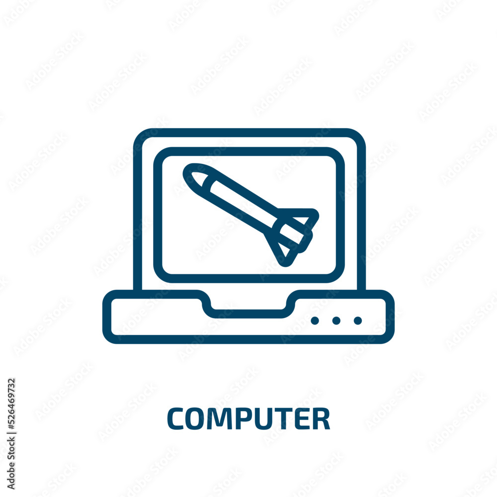 Poster computer icon from army and war collection. thin linear computer, technology, pc outline icon isolat