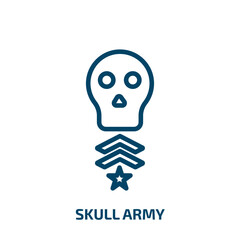 skull army icon from army and war collection. Thin linear skull army, danger, head outline icon isolated on white background. Line vector skull army sign, symbol for web and mobile