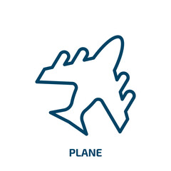 plane icon from army and war collection. Thin linear plane, flight, business outline icon isolated on white background. Line vector plane sign, symbol for web and mobile