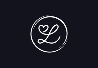 Love font logo design vector sign. Love and heart icon and symbol design vector with L