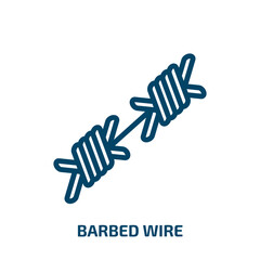 Obraz premium barbed wire icon from army and war collection. Thin linear barbed wire, barbed, wire outline icon isolated on white background. Line vector barbed wire sign, symbol for web and mobile