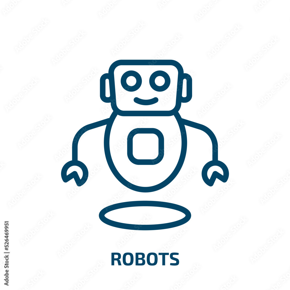Poster robots icon from artificial intellegence and future technology collection. Thin linear robots, robot, industry outline icon isolated on white background. Line vector robots sign, symbol for web and