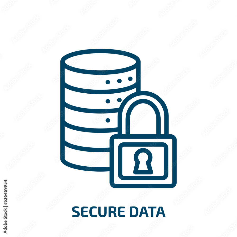 Poster secure data icon from artificial intellegence and future technology collection. thin linear secure d