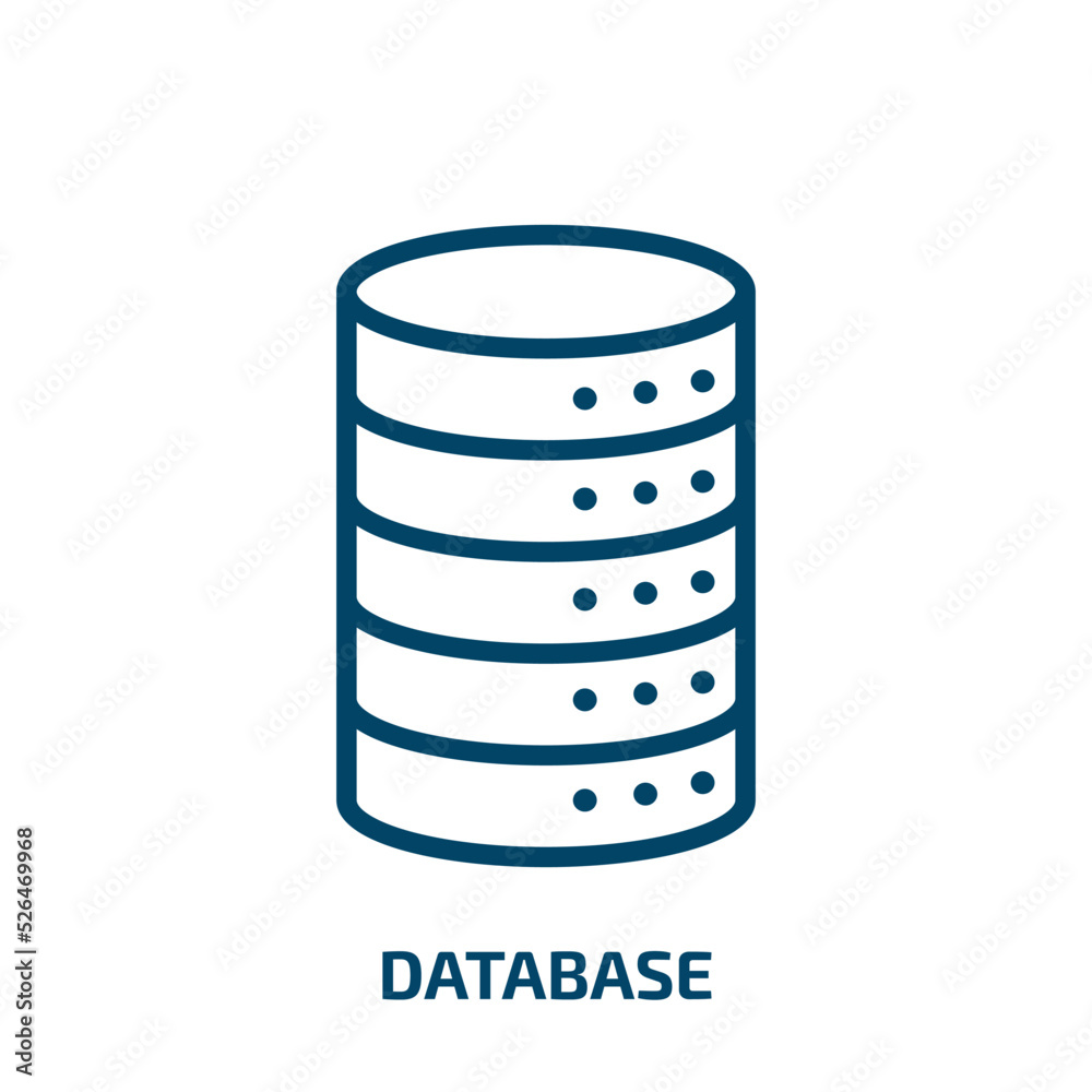 Poster database icon from artificial intellegence and future technology collection. thin linear database, d