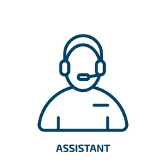 assistant icon from artificial intellegence and future technology collection. Thin linear assistant, service, support outline icon isolated on white background. Line vector assistant sign, symbol for