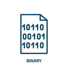binary icon from artificial intellegence and future technology collection. Thin linear binary, code, digital outline icon isolated on white background. Line vector binary sign, symbol for web and