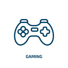 gaming icon from artificial intellegence and future technology collection. Thin linear gaming, play, game outline icon isolated on white background. Line vector gaming sign, symbol for web and mobile
